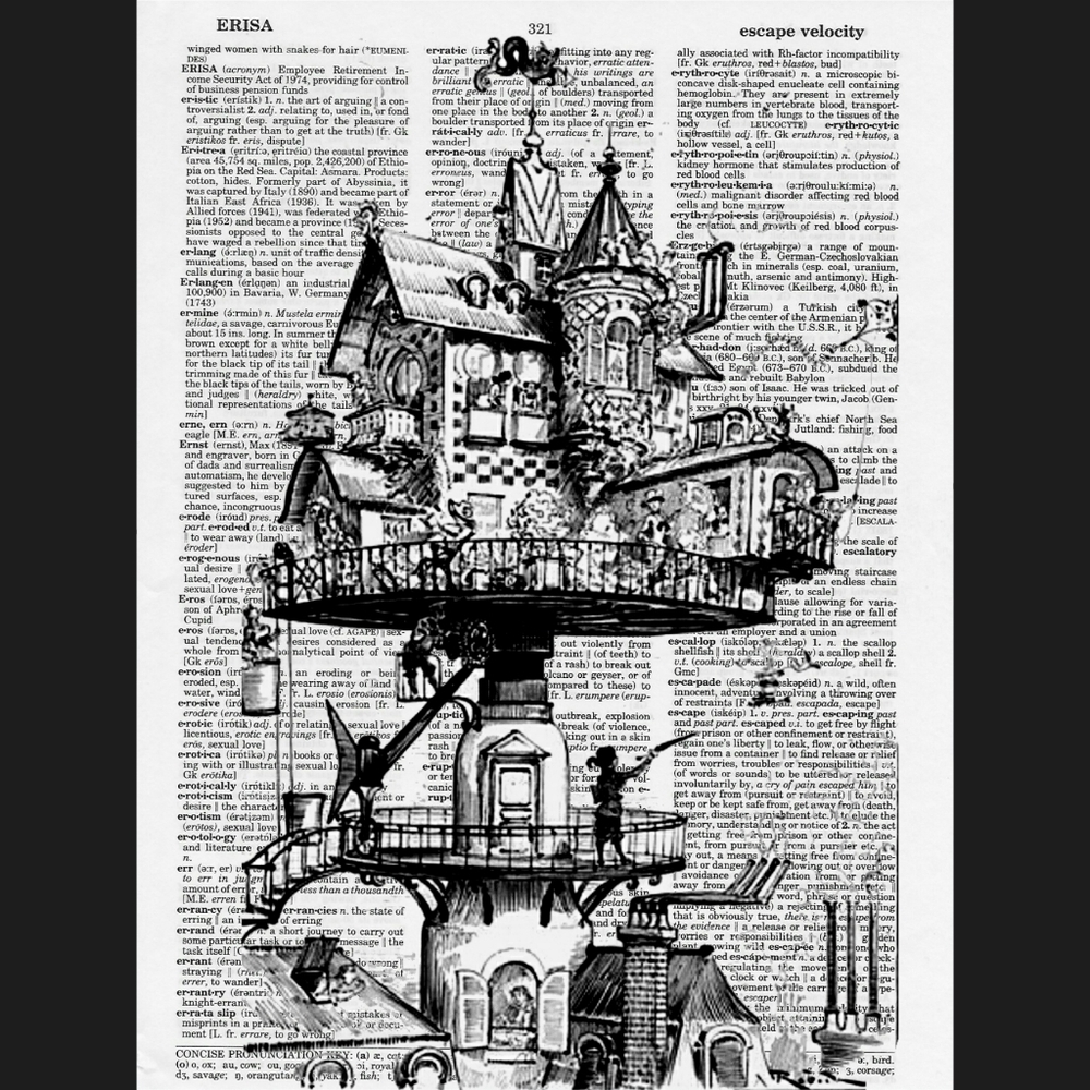 Vintage Fantasy House Dictionary Art Print Decor